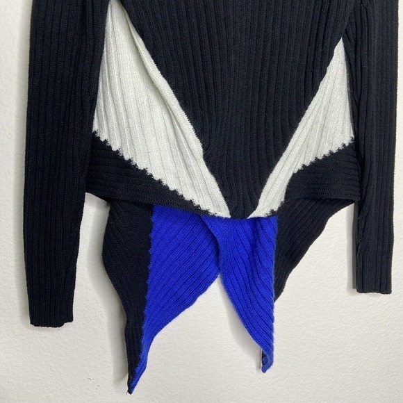 Mona Leah Cropped Waterfall Color Blocked Cardigan Sz L - Picture 7 of 8